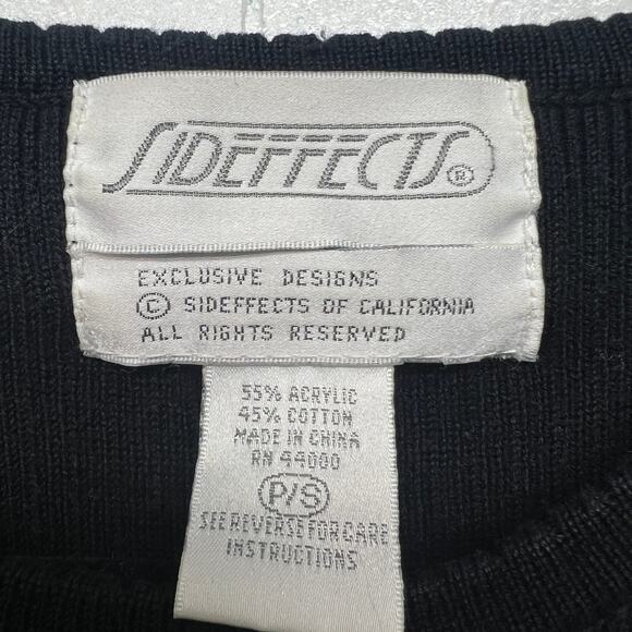 Side Effects Y2K 90s Vintage Ribbed Short Sleeve Black Womens Sweater Size Small - Picture 2 of 6
